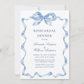 ダスティーエレガントブルーハンドドロッドボーリハーサルディナー 招待状 (正面)