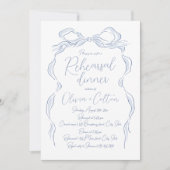 ダスティーエレガントブルーハンドドロッドボーリハーサルディナー 招待状 (正面)