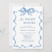 ダスティーエレガントブルーハンドドロッドボーリハーサルディナー 招待状 (正面)