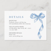 ダスティーエレガントブルーハンドドロードボウの結婚詳細 エンクロージャーカード (正面)