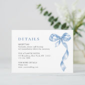 ダスティーエレガントブルーハンドドロードボウの結婚詳細 エンクロージャーカード (スタンド正面)