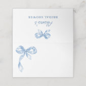 ダスティーエレガントブルーハンドドロードボウブライダルシャワー プレイスカード (外部開封)