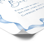 ダスティーエレガントブルーハンドドロードボウブライダルシャワー ポスター (角)