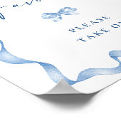 ダスティーエレガントブルーハンドドロードボウブライダルシャワー ポスター (角)