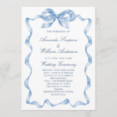 ダスティーエレガントブルーハンドドロードボウ結婚式 プログラム (正面)