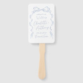 ダスティーエレガントブルーハンドドロードボウ結婚式 プログラム ハンドファン (正面)