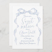 ダスティーエレガントブルーハンドドロードボウSweet sixteen 招待状 (正面/裏面)