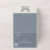 ダスティーエレガントブルーバタフライ結婚ズ オールインワン招待状 (外側)