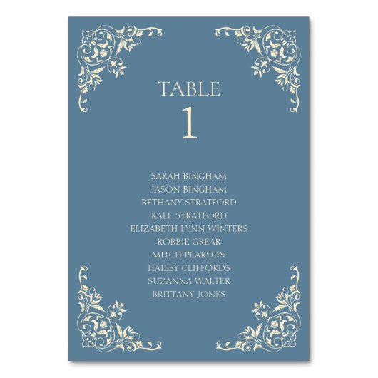 ダスティーエレガントブルーバターイエローヴィンテージ縁ど テーブルナンバー (裏面)