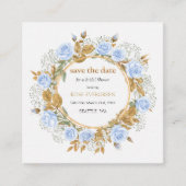 ダスティーエレガントブルーバラ保存日付 エンクロージャーカード (正面)