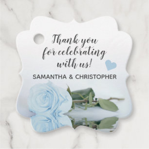 ダスティーエレガントブルーバラ結婚ズ・サンキュー フェイバータグ