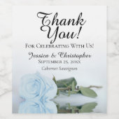 ダスティーエレガントブルーバラ結婚ズ・サンキュー ワインラベル (シングルラベル)