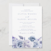 ダスティーエレガントブルーバラ結婚ズ 招待状 (正面)