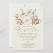 ダスティーエレガントブルーパンプキンス秋ブライダルシャワー 招待状 (正面)