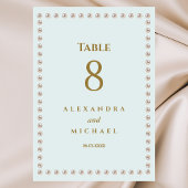 ダスティーエレガントブルーパール結婚ズ テーブルナンバー
