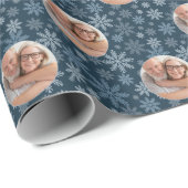 ダスティーエレガントブルーフォトクリスマス ラッピングペーパー (ロールコーナー)