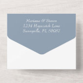 ダスティーエレガントブルーフォト結婚式招待状 オールインワン招待状 (裏面)