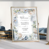 ダスティーエレガントブルーフラワーズ庭園の結婚式へようこそ ポスター