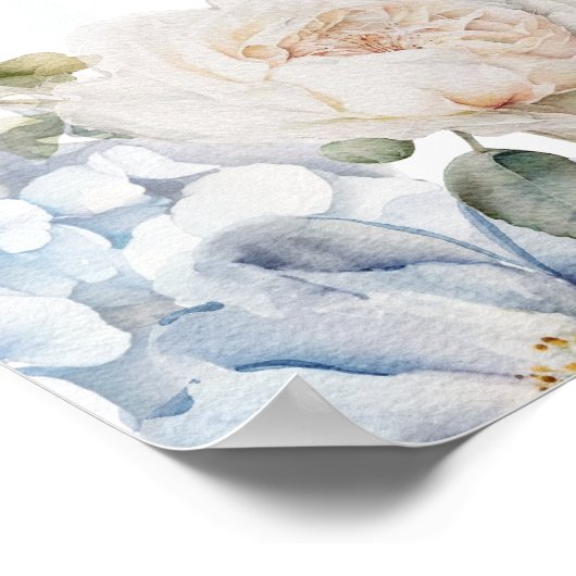 ダスティーエレガントブルーフラワーズ庭園の結婚式へようこそ ポスター (角)