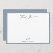 ダスティーエレガントブルーフローラありがとう ノートカード (正面/裏面)