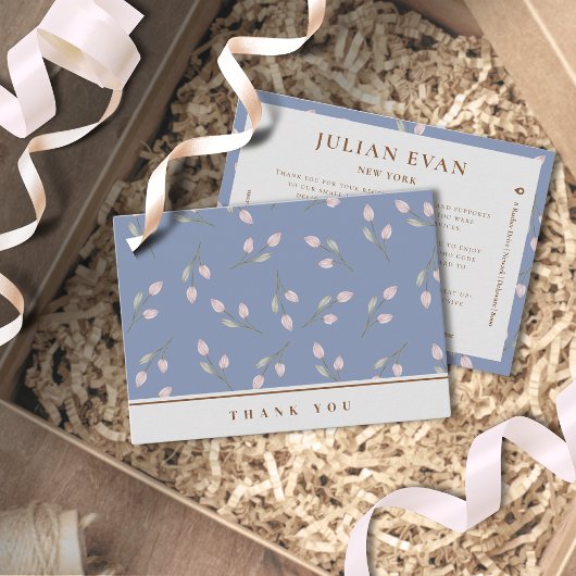 ダスティーエレガントブルーフローラありがとう 名刺