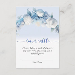 ダスティーエレガントブルーフローラおむつラッフル エンクロージャーカード