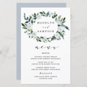 ダスティーエレガントブルーフローラのメ結婚ニュー・カード (正面/裏面)