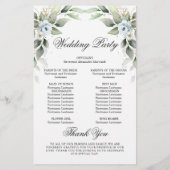 ダスティーエレガントブルーフローラの式結婚プログラム (裏面)