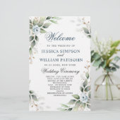 ダスティーエレガントブルーフローラの式結婚プログラム (スタンド正面)