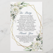 ダスティーエレガントブルーフローラの式結婚プログラム (裏面)