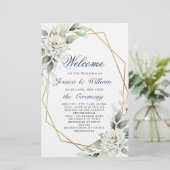 ダスティーエレガントブルーフローラの式結婚プログラム (スタンド正面)