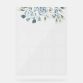 ダスティーエレガントブルーフローラの結婚座席表 アクリルサイン (正面)