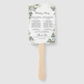 ダスティーエレガントブルーフローラの葉結婚式 プログラム ハンドファン (裏面)