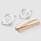 ダスティーエレガントブルーフローラの葉結婚式 プログラム ハンドファン (組立なし)