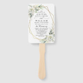 ダスティーエレガントブルーフローラの葉結婚式 プログラム ハンドファン (正面)