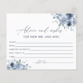 ダスティーエレガントブルーフローラアドバイスカードとウィッシュカード (正面)