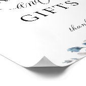 ダスティーエレガントブルーフローラカードギフトサイン ポスター (角)