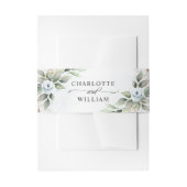 ダスティーエレガントブルーフローラグ結婚リーズ 招待状ベリーバンド (正面例)