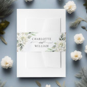 ダスティーエレガントブルーフローラグ結婚リーズ 招待状ベリーバンド