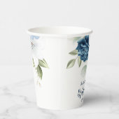 ダスティーエレガントブルーフローラスクリプトブライダルシャワー 紙コップ (右)