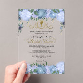 ダスティーエレガントブルーフローラビクトリアンブライダルシャワー アクリル招待状 (インサイチュ (ポータブル))