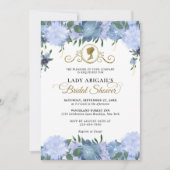 ダスティーエレガントブルーフローラビクトリアンブライダルシャワー 招待状 (正面)