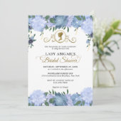 ダスティーエレガントブルーフローラビクトリアンブライダルシャワー 招待状 (スタンド正面)