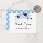ダスティーエレガントブルーフローラブライダルシャワー感謝していユーザ ノートカード (正面/裏面インサイチュ)