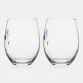 ダスティーエレガントブルーフローラブライダルシャワー ステムなしワイングラス (左)