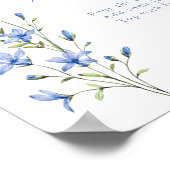 ダスティーエレガントブルーフローラブライダルミモサバー標識 ポスター (角)