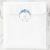 ダスティーエレガントブルーフローラブーケブライダルシャワー ラウンドシール (バッグ)