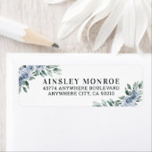 ダスティーエレガントブルーフローラボー素朴ホバラ結婚ズ ラベル (インサイチュ)