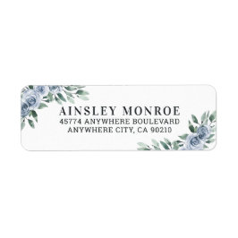 ダスティーエレガントブルーフローラボー素朴ホバラ結婚ズ ラベル