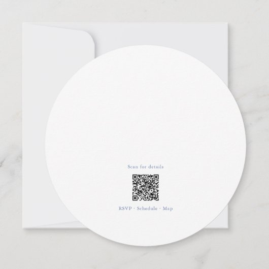 ダスティーエレガントブルーフローララウンド結婚ズ 招待状 (裏面)